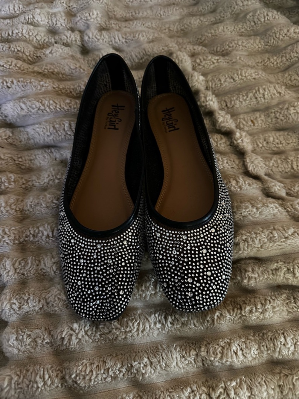 Corkys Black Rhinestone Ballet Flats